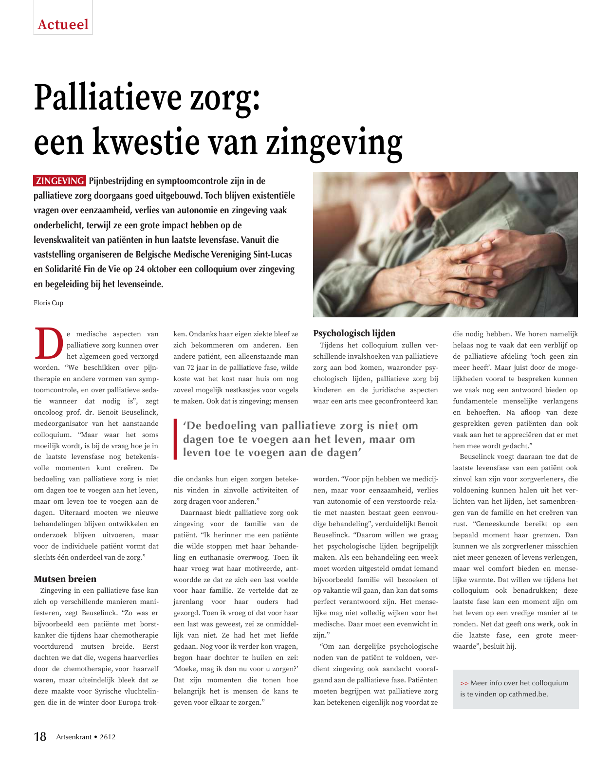 Artsenkrant over symposium 2026 palliatieve zorg